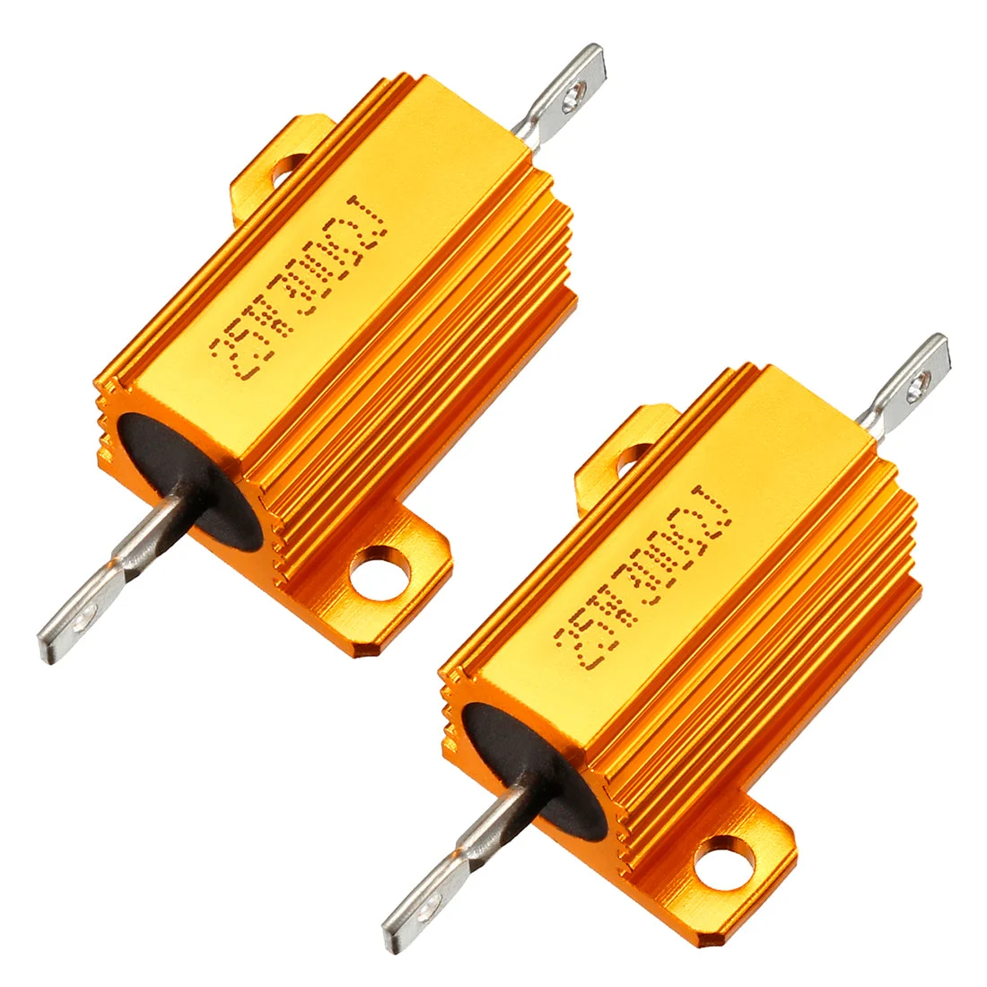 25W 300 Ohm 5% Aluminum Housing Resistor Screw Chassis Mounted Aluminum Case Wirewound Resistor Load Resistors Gold Tone 2 pcs