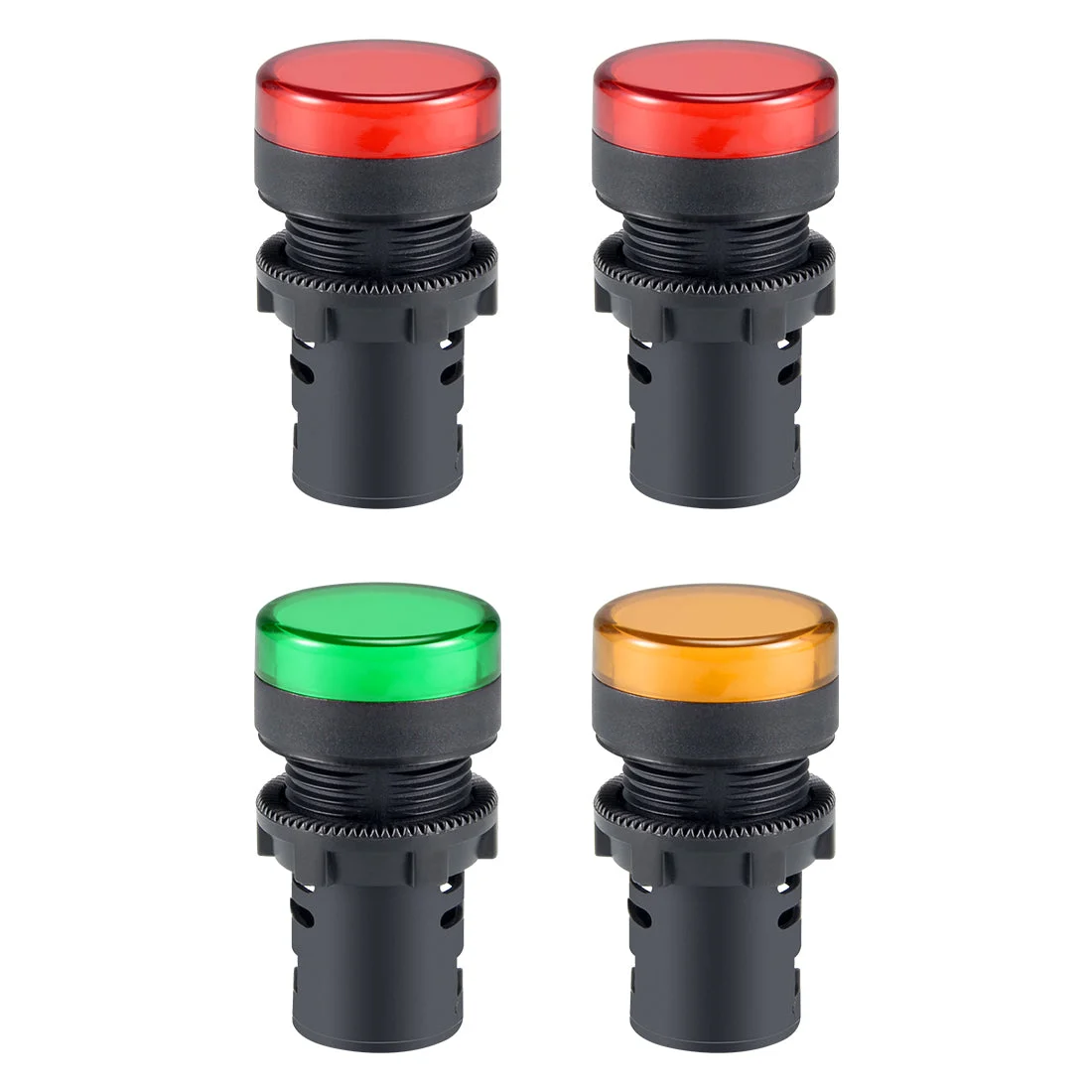 4Pcs AC/DC 110V Indicator Lights, Red+Green+Yellow LED, Flush Panel Mount 7/8" 22mm