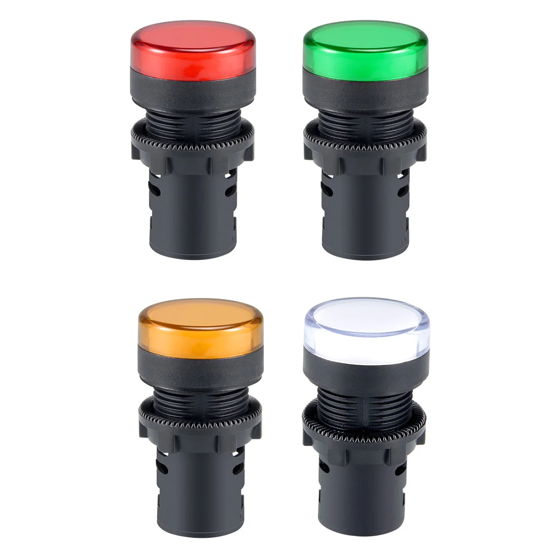 4Pcs AC/DC 24V Indicator Lights, Red+Green+Yellow+White LED, Flush Panel Mount 7/8" 22mm