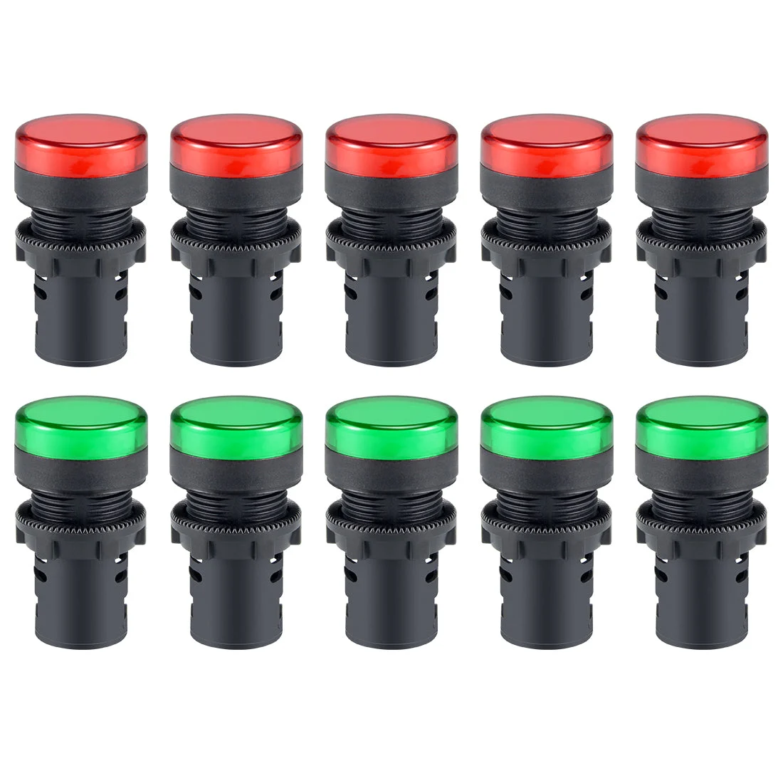 10Pcs AC/DC 110V Indicator Lights, Red+Green LED, Flush Panel Mount 7/8" 22mm