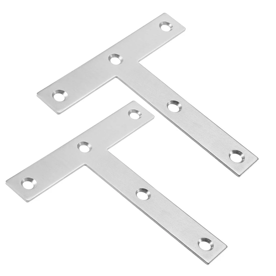 2pcs Flat Plate T Shape 120mmx120mm Angle Corner Brace Repair Bracket Silver