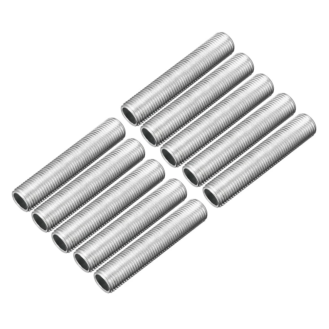 Zinc Plated Lamp Pipe Nipple M10 50mm Length 1mm Pitch All Threaded 10Pcs