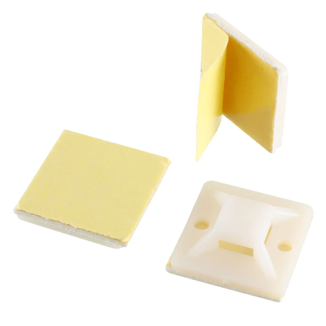 60pcs Self Adhesive Cable Tie Mounts Wire Base Holders 19mm x 19mm Yellow