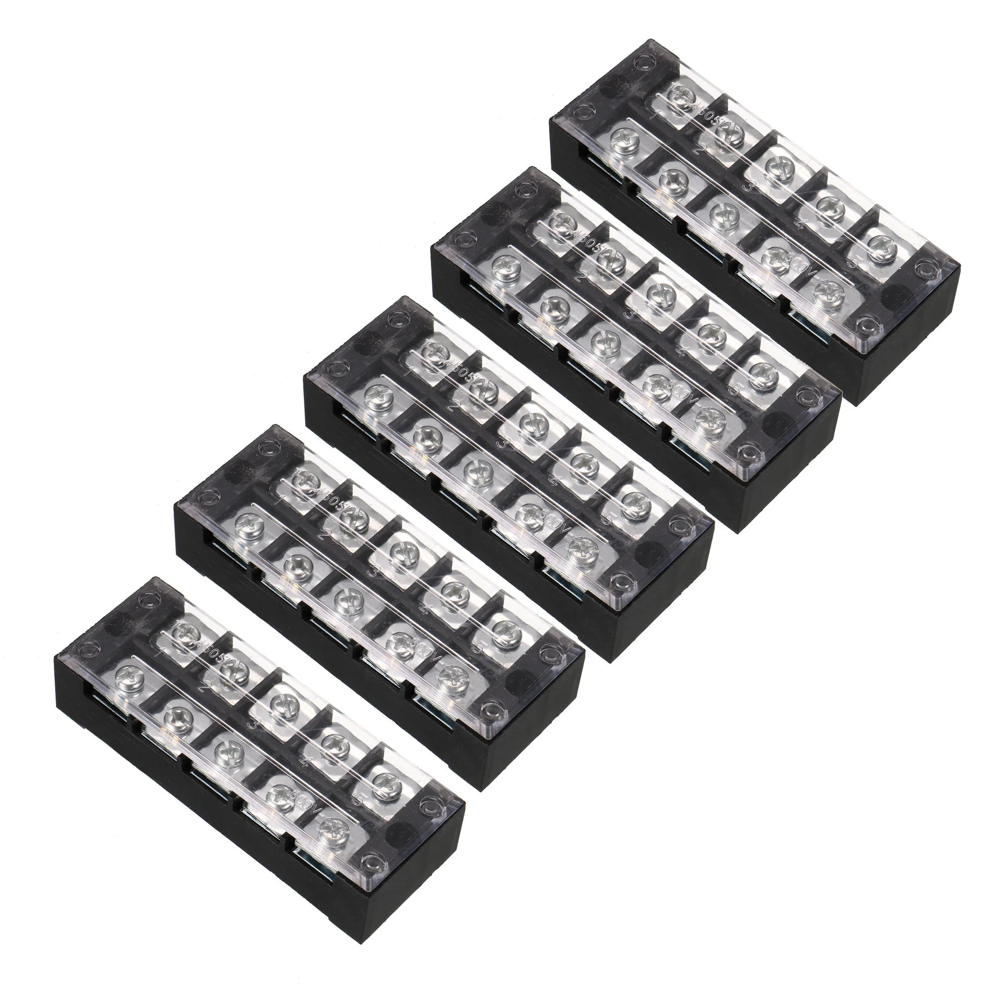 5 Pcs 5 Positions Dual Rows 600V 45A Wire Barrier Block Terminal Strip TB-4505L