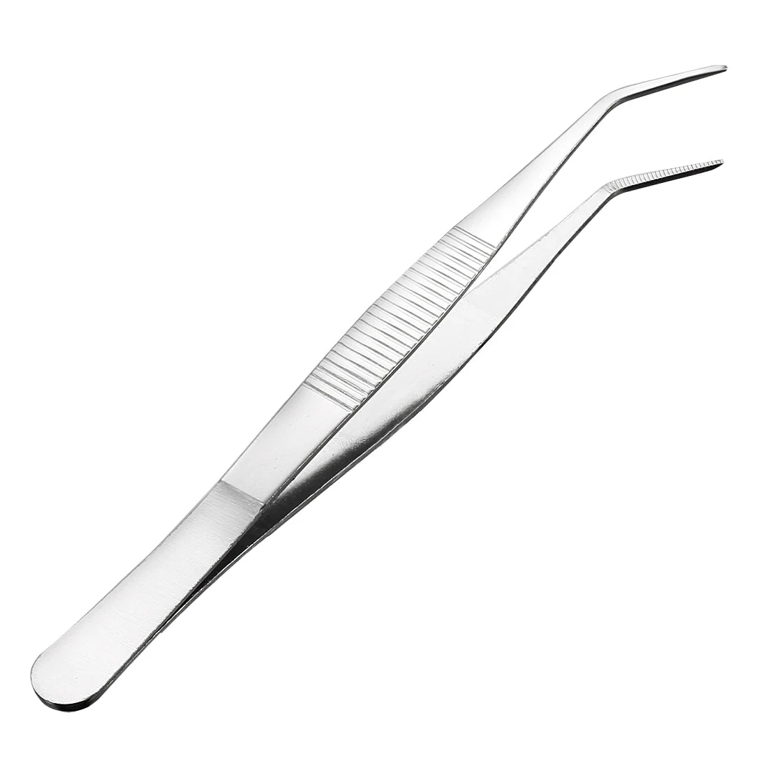 6.3 Inch Stainless Steel Tweezers with Curved Pointed Serrated Tip