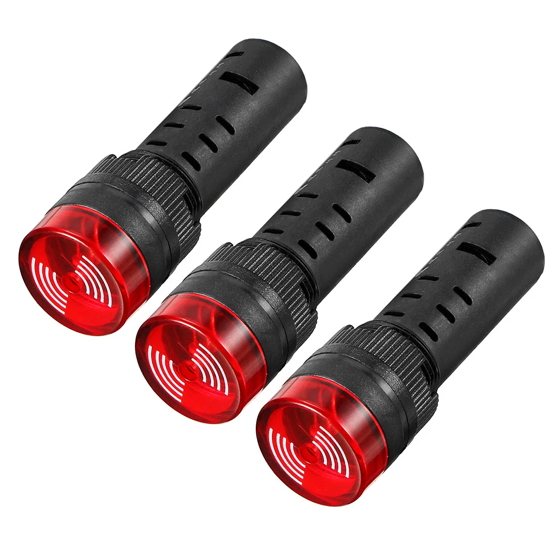 3pcs AC/DC 24V Pilot Light Indicator Flashing Alarm with Buzzer, Panel Mount 16mm Red LED