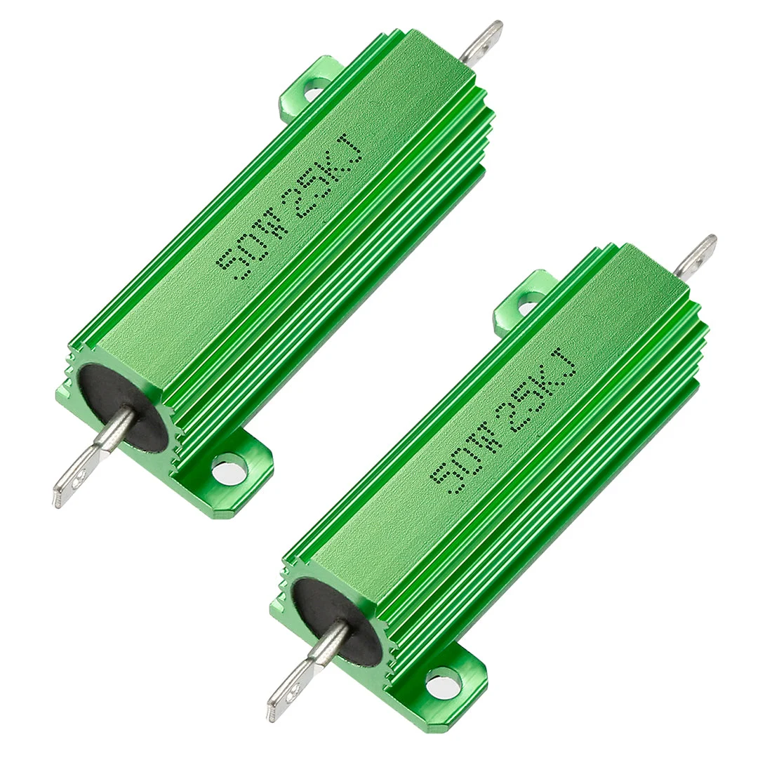 50W 25k Ohm 5% Aluminum Housing Resistor Screw Chassis Mounted Aluminum Case Wirewound Resistor Load Resistors Green 2 pcs