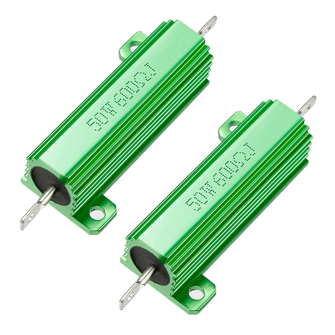 50W 600 Ohm 5% Aluminum Housing Resistor Screw Chassis Mounted Aluminum Case Wirewound Resistor Load Resistors Green 2 pcs
