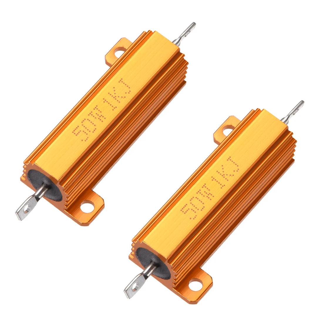50W 1k Ohm 5% Aluminum Housing Resistor Screw Chassis Mounted Aluminum Case Wirewound Resistor Load Resistors Gold Tone 2pcs
