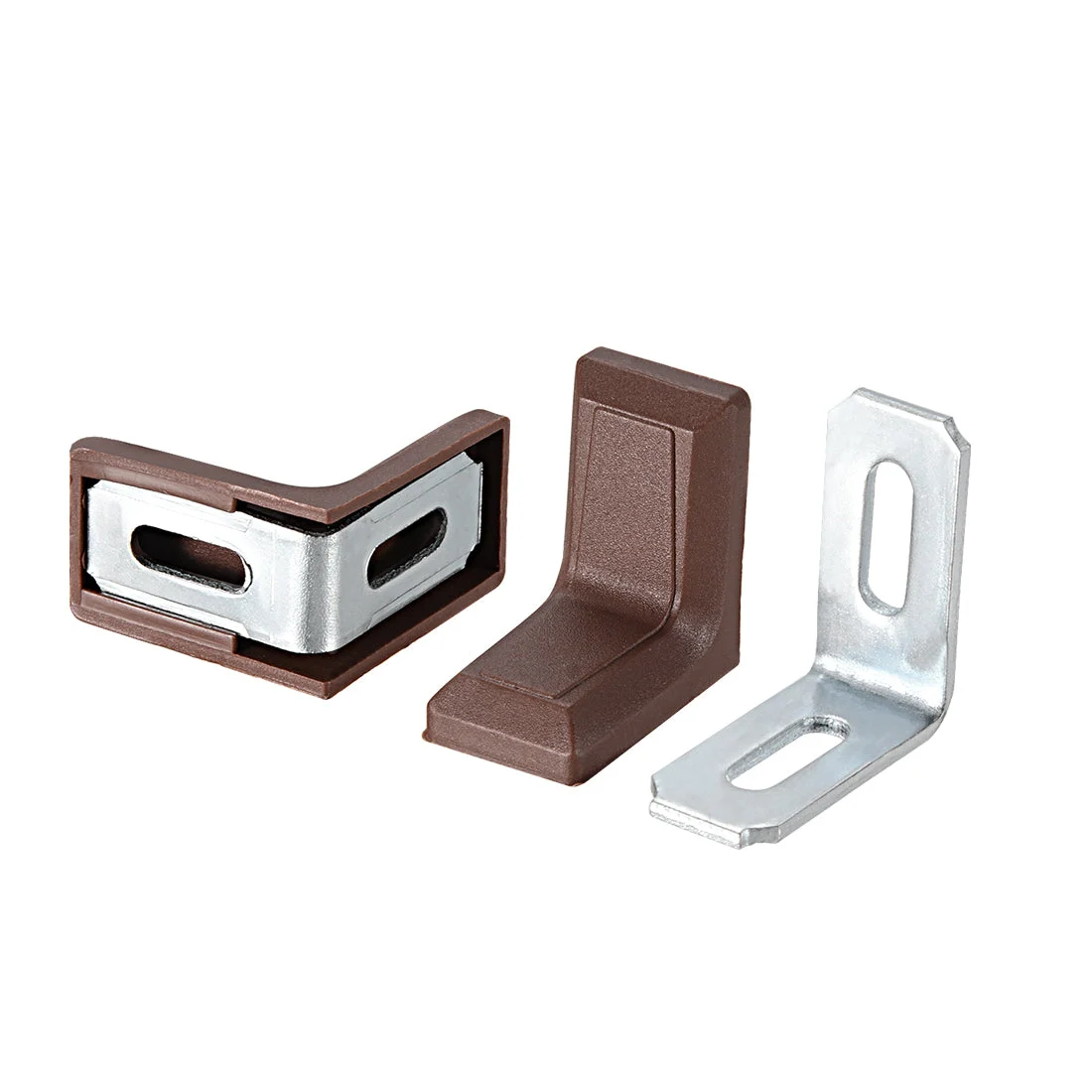29mmx29mm Cabinet Cupboard Shelf Corner Brace Plate Right Angle Bracket Brown 30pcs
