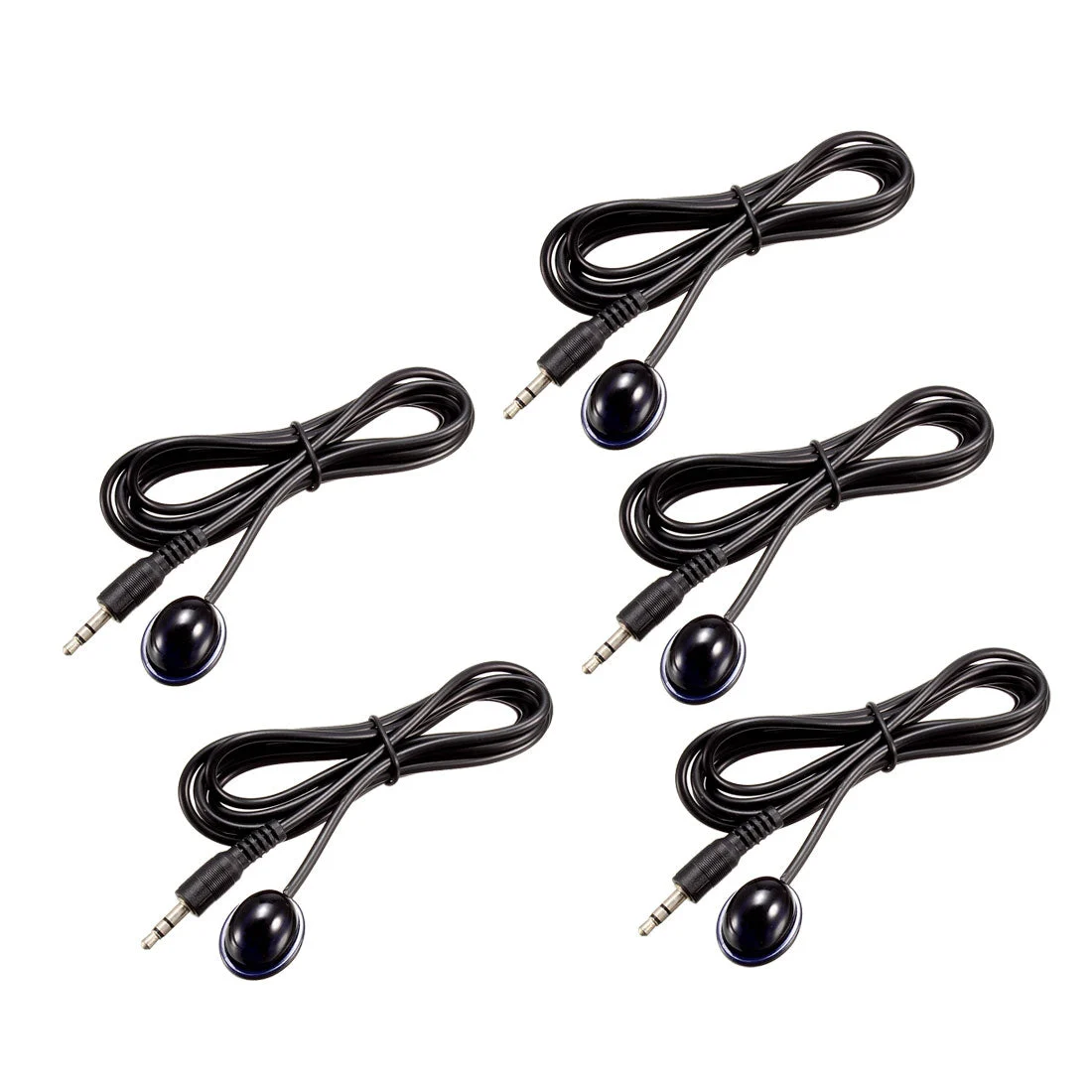 Uxcell IR Infrared Receiver Extender Cable 3.5mm Jack 4.9FT Long 26-39FT Receiving Distance Single Black Head 5pcs