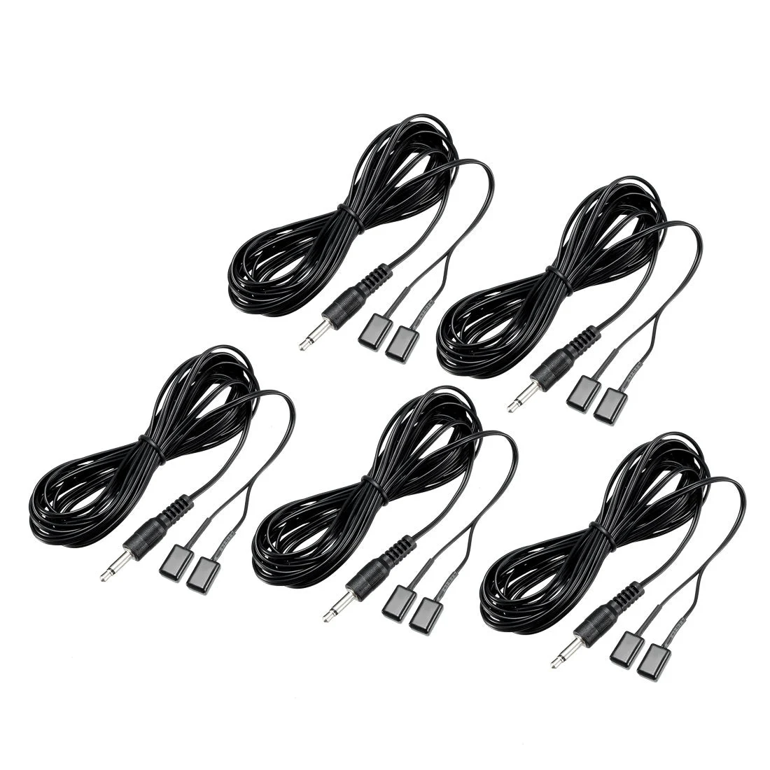 Uxcell IR Infrared Emitter Extension Cable 9.8ft 45 Degree Emission Angle 3.5mm Jack Dual Black Head 5pcs