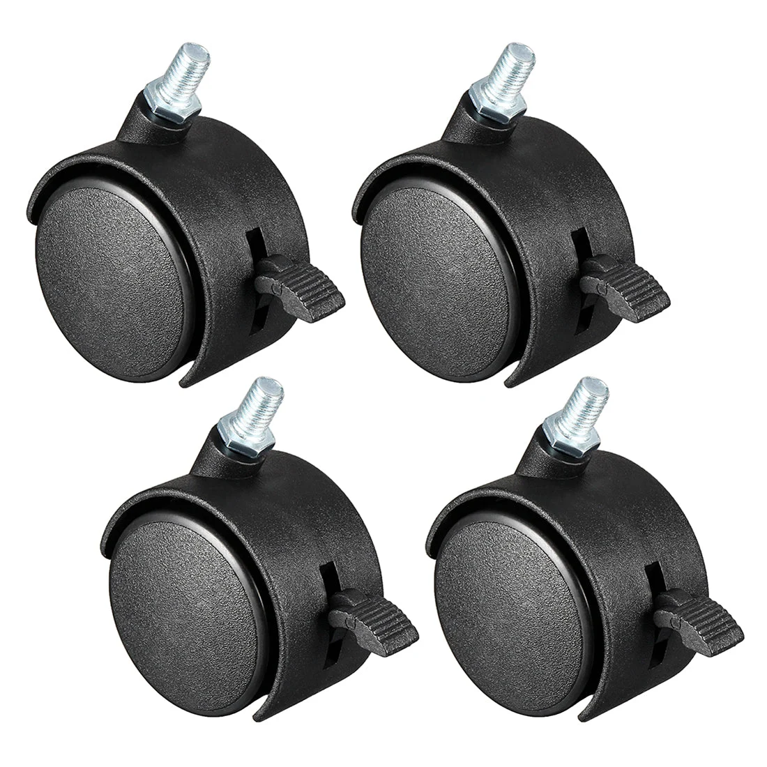 4 Pcs 2 Inch Swivel Caster Wheels Nylon 360 Degree Threaded Stem Caster Wheel with Brake, M8 x 13mm, 39lb Capacity