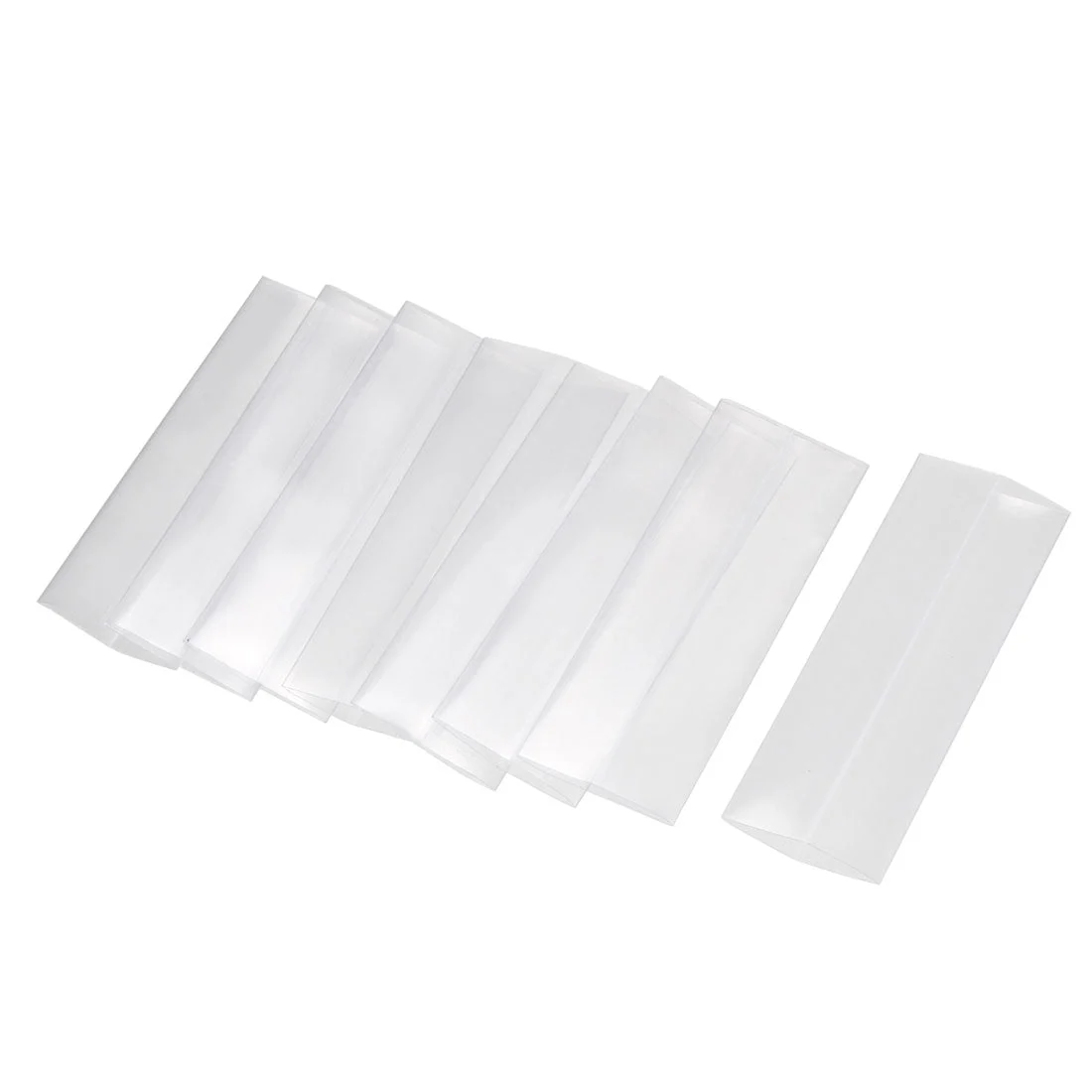 PVC Heat Shrink Tubing 17mm Flat Width Pre Cut Heat Shrink Wrap Tube for AAA Power Supply 48mm Length, Clear, 50pcs