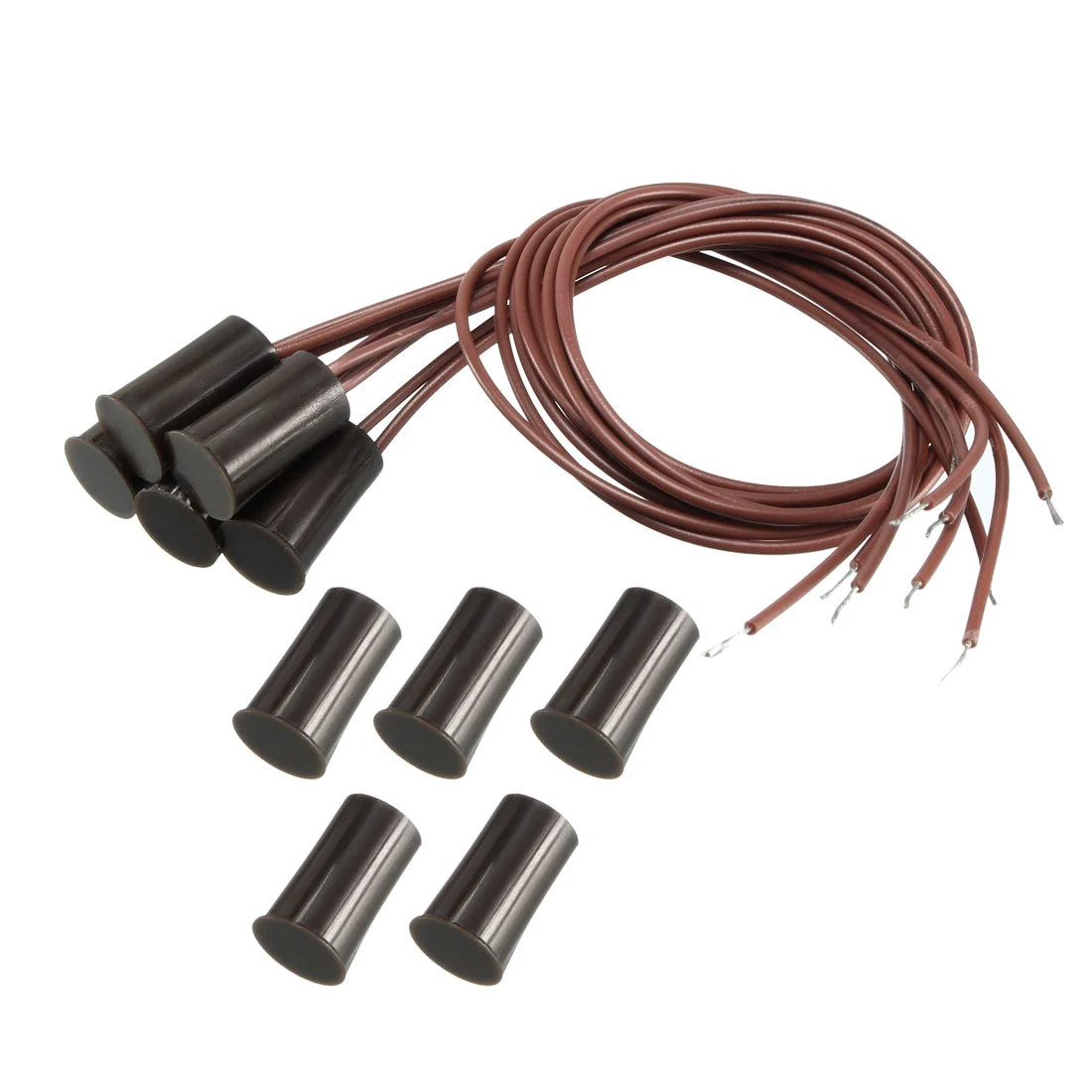 5pcs RC-33 NC Recessed Wired Security Window Door Contact Sensor Alarm Magnetic Reed Switch Brown