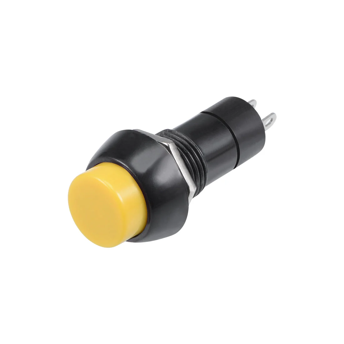 8Pcs,12mm Latching Push Button Switch Yellow Self-Locking Round Button SPST NO