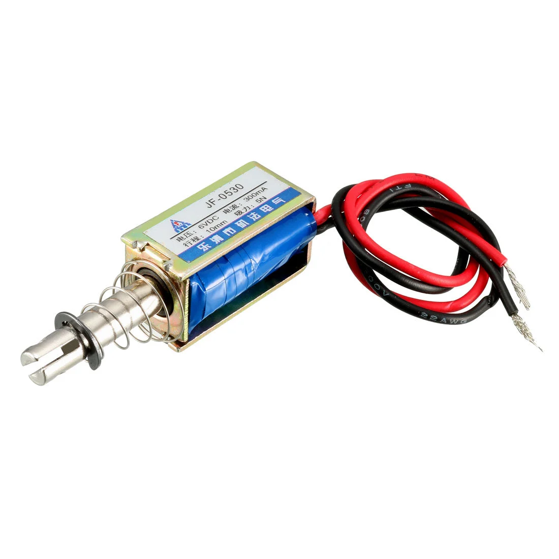 JF-0530 DC 6V 300mA 5N 10mm Pull Type Open Frame Linear Motion Solenoid Electromagnet