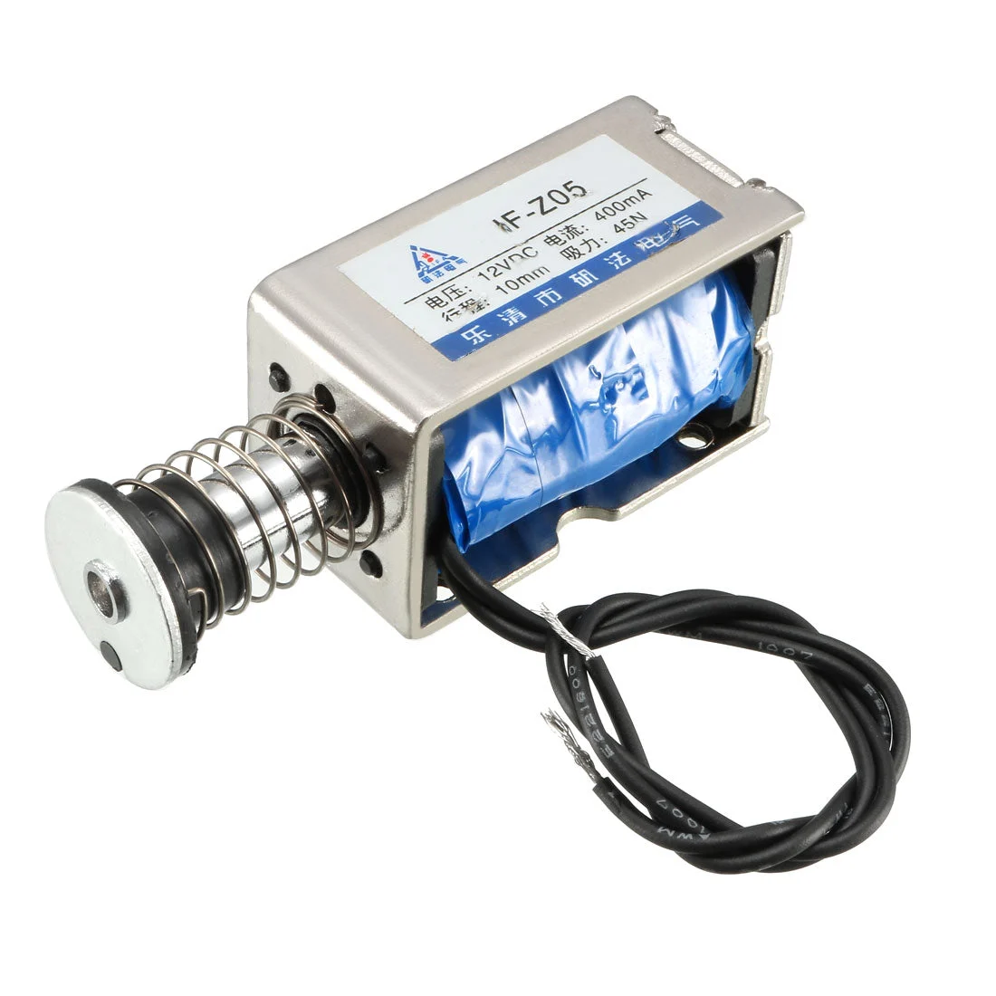 JF-Z05 DC 12V 400mA 45N 10mm Pull Push Type Open Frame Linear Motion Solenoid Electromagnet