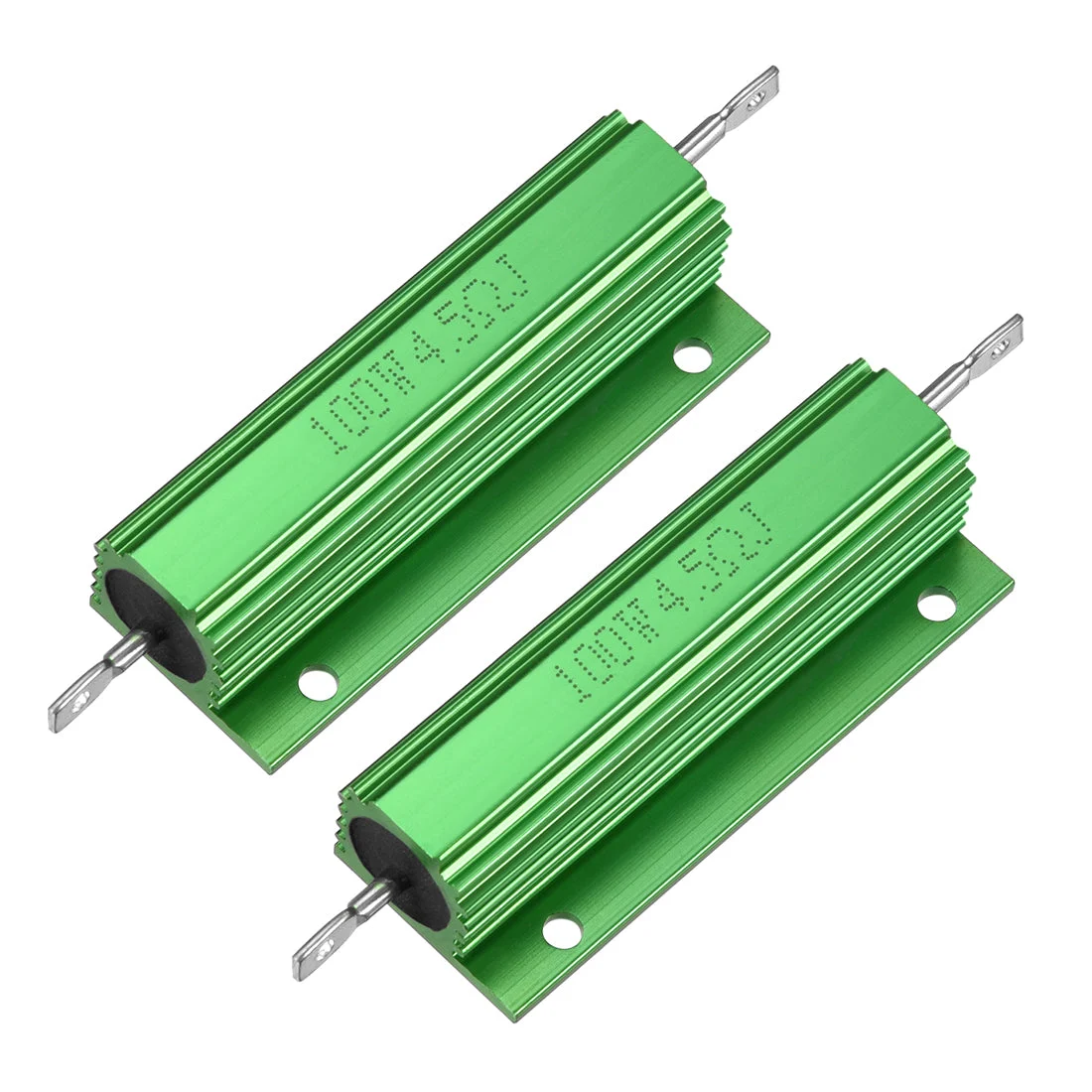 2 Pcs Aluminum Case Resistor 100W 4.5 Ohm Wirewound Green for LED Replacement Converter 100W 4.5RJ
