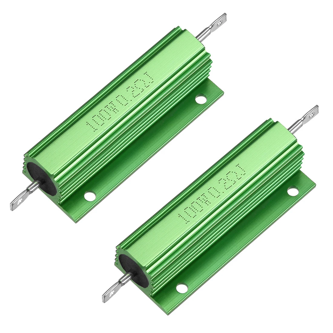 2 Pcs Aluminum Case Resistor 100W 0.2 Ohm Wirewound Green for LED Replacement Converter 100W 0.2RJ