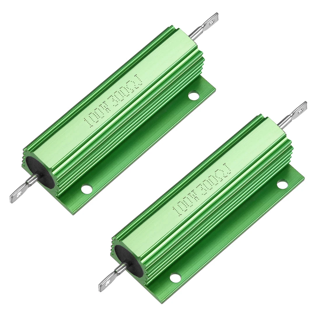 2 Pcs Aluminum Case Resistor 100W 300 Ohm Wirewound Green for LED Replacement Converter 100W 300RJ