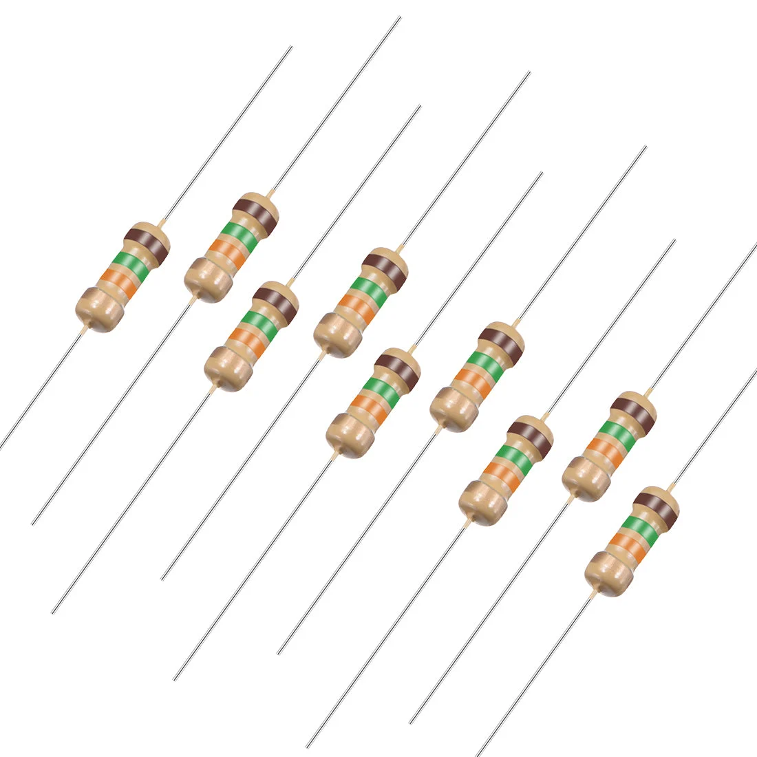 1/4 Watt 15K Ohm Carbon Film Resistors 5% Tolerances 0.25W 50pcs 4 Color Band