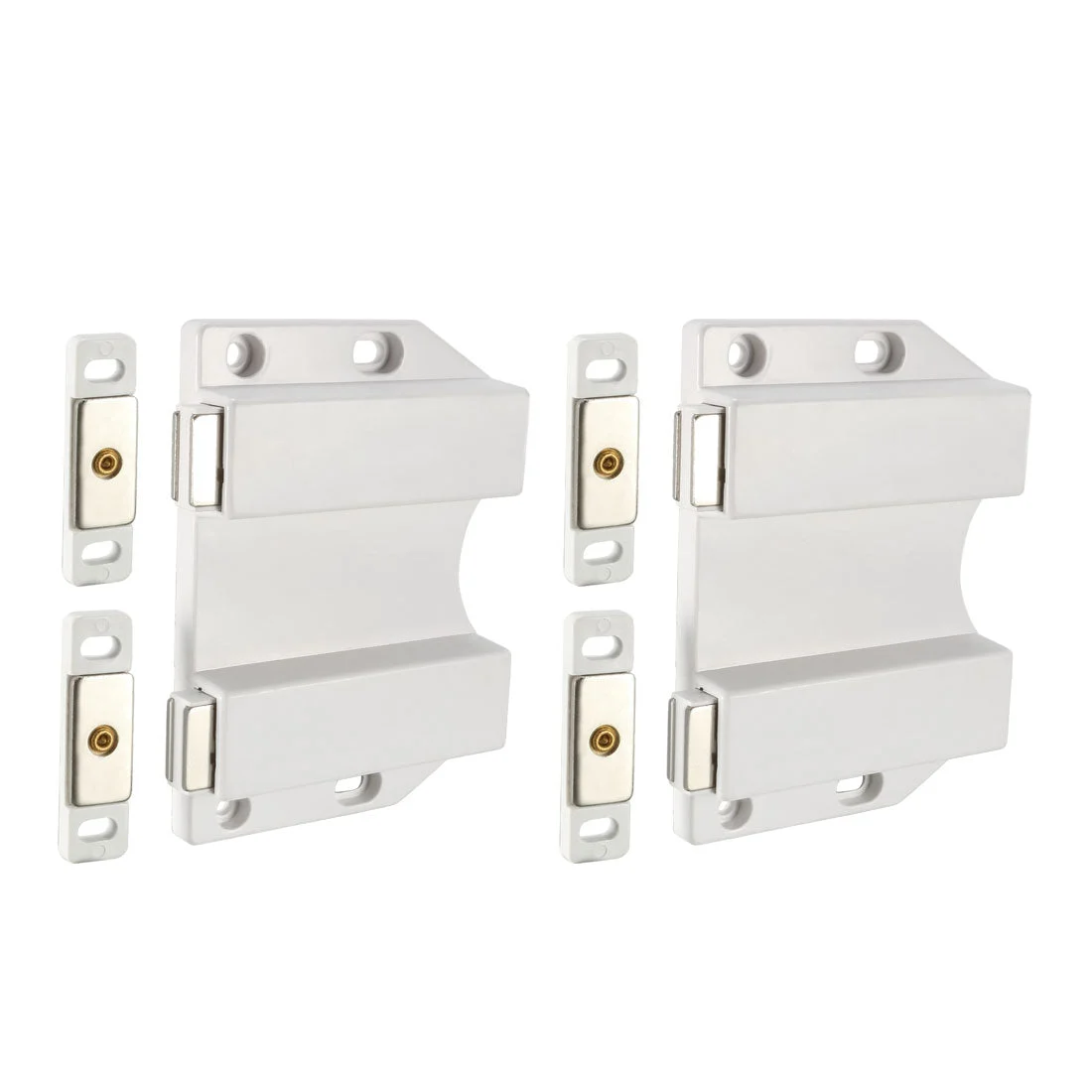 Double Magnetic Touch Catch Latch Push To Open Long Stroke ABS White For Large Door 2Pcs