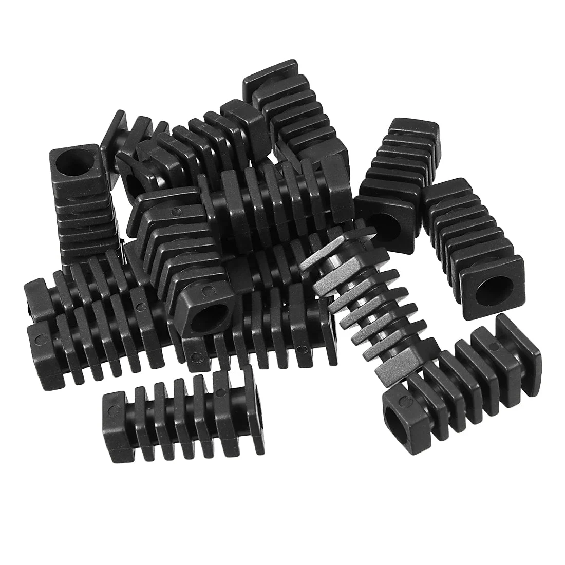 15Pcs 7mm Inner Dia PVC Square Strain Relief Cord Boot Protector Sleeve Power Tool Hose Black