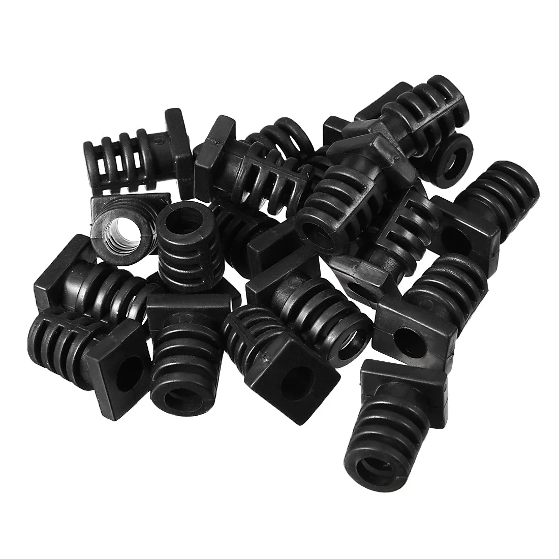 20Pcs 6mm Inner Dia PVC Square Strain Relief Cord Boot Protector Sleeve Black