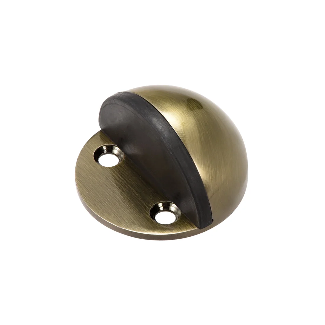 Stainless Steel Floor Door Stopper with Rubber Bumper Adhesive/Screw Mounted Brass Tone