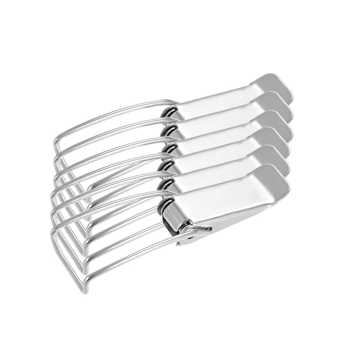 6 Pcs 201 Stainless Steel Spring Loaded Toggle Case Box Chest Trunk Latch Catches Hasps Clamps, 86mm Length