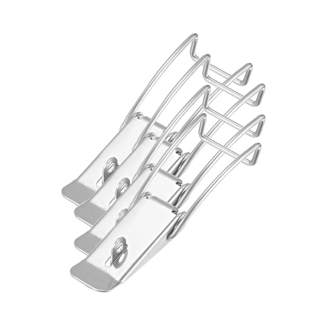 4 Pcs 201 Stainless Steel Spring Loaded Toggle Case Box Chest Trunk Latch Catches Hasps Clamps, 118.5mm Length