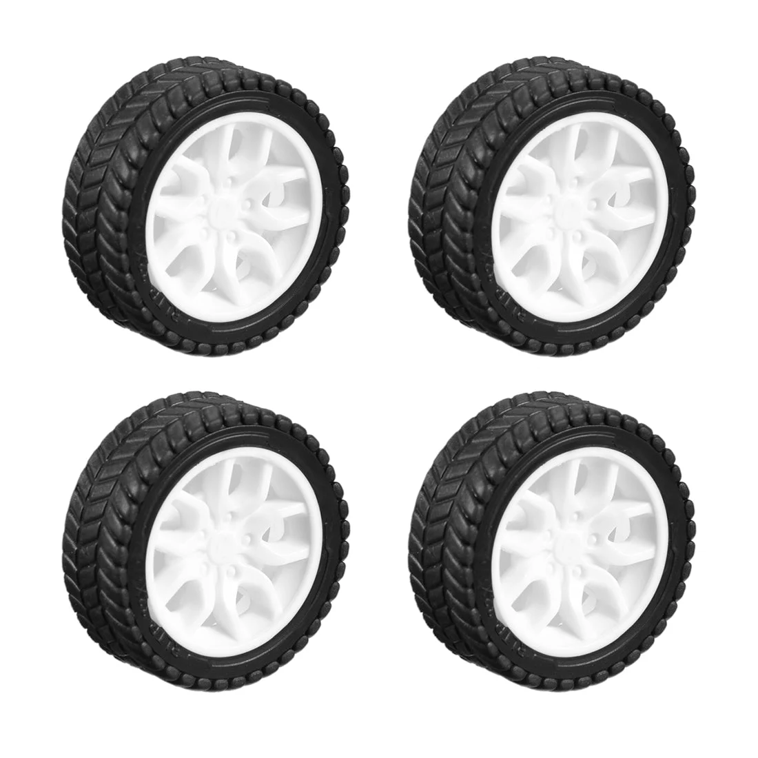 4pcs 30mm Dia 2 Inner Hole Dia 11mm Thick Plastic RC Wheel White Black