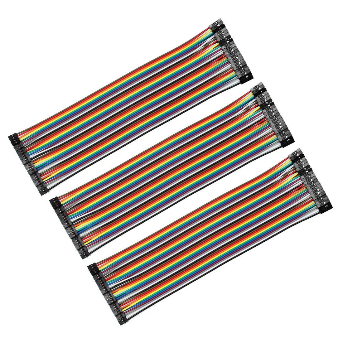 Female to Female 40P Jumper Wire 2 to 2.54mm Pitch Ribbon Cable Breadboard DIY 20cm Long 3pcs