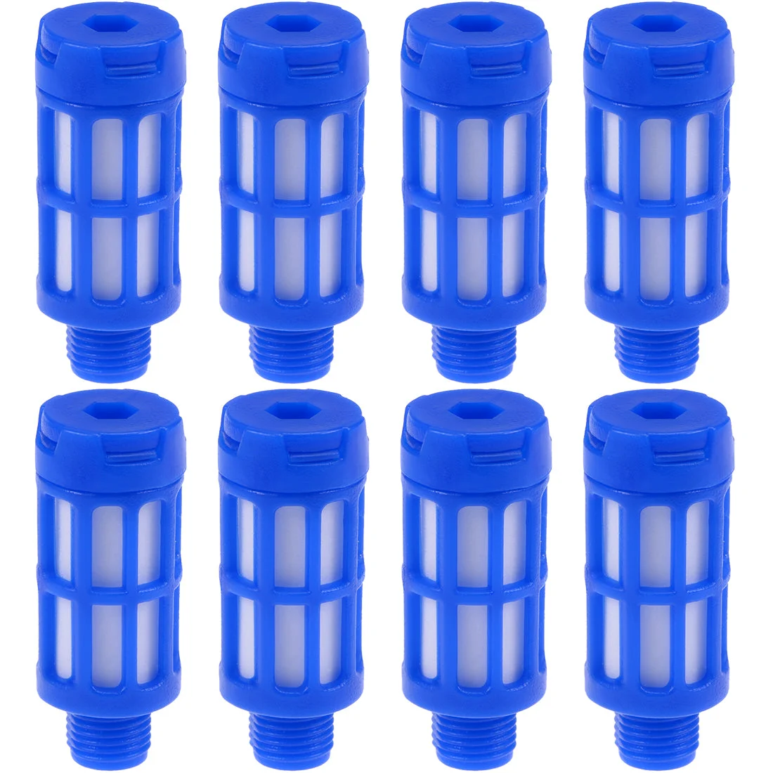 Uxcell Plastic Pneumatic Muffler Exhaust Air Line Silencer 1/8 PT Blue, 8pcs
