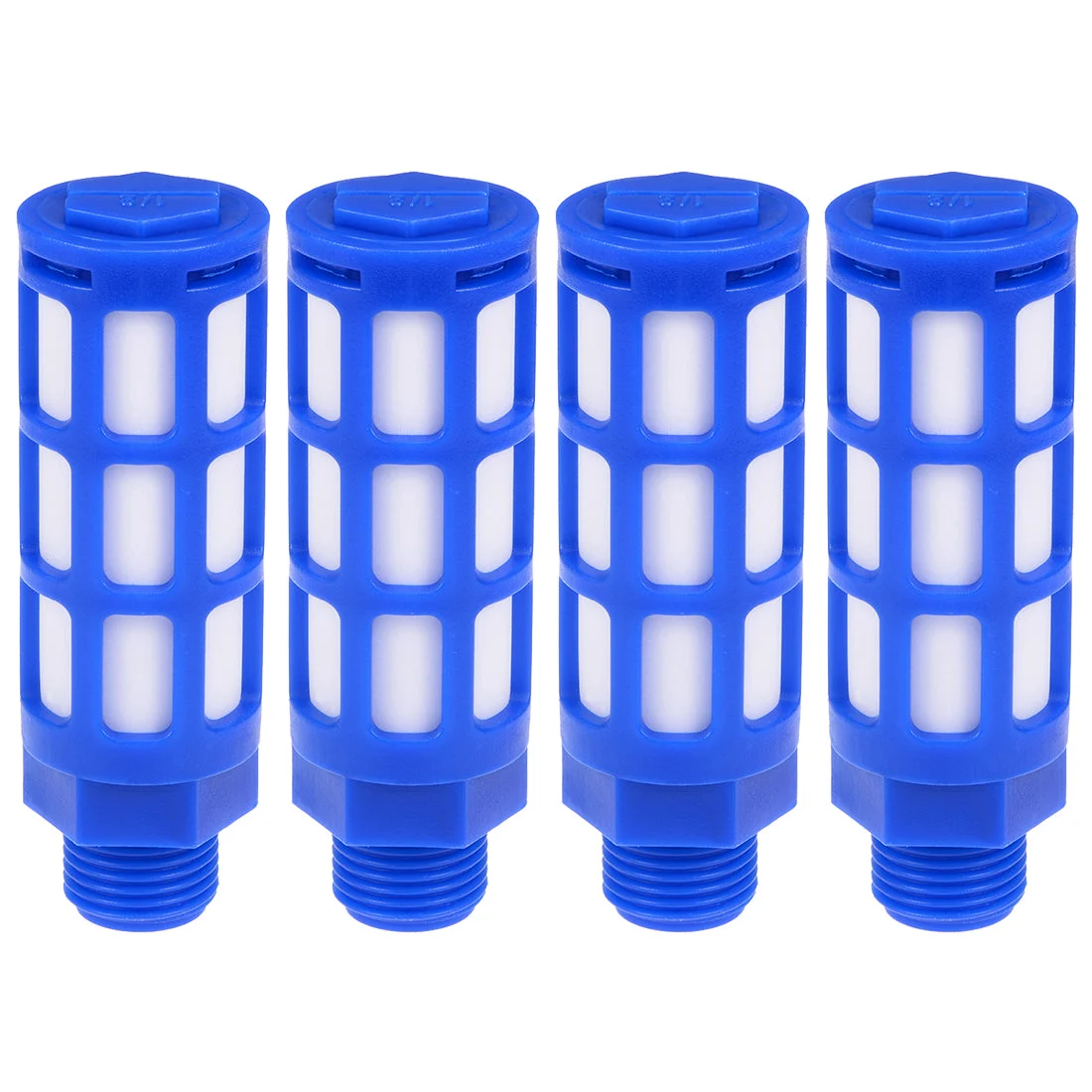 Uxcell Plastic Pneumatic Muffler Exhaust Air Line Silencer 1/2 PT Blue, 4pcs