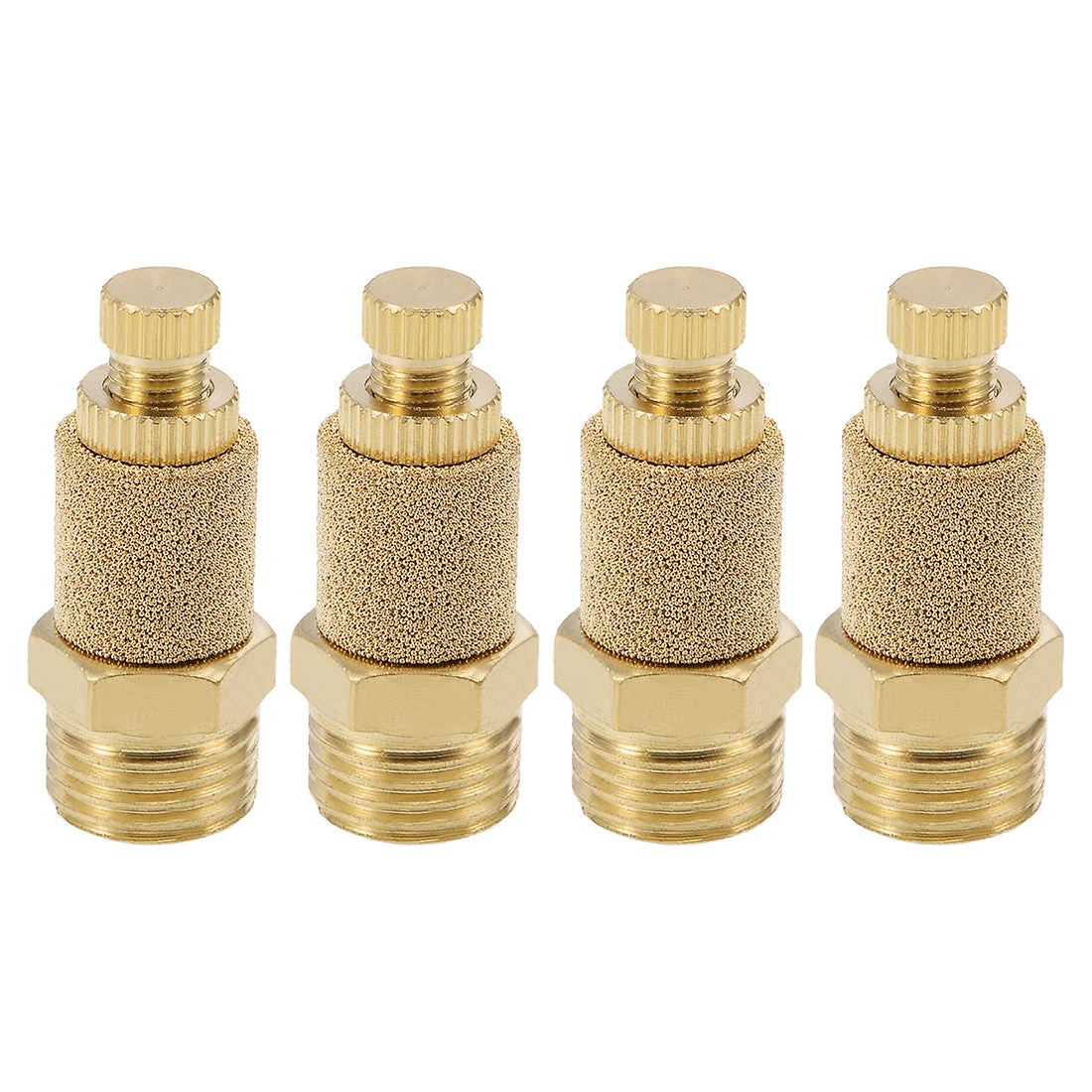 Uxcell Top Adjustable Pneumatic Air Exhaust Silencer Muffler Copper 1/4 BSPT Gold Tone 4pcs