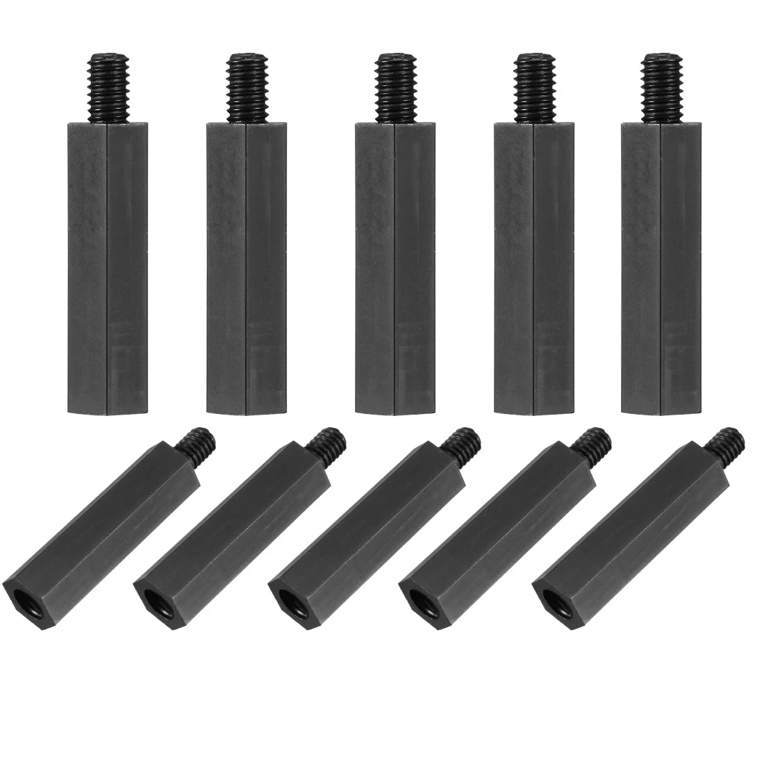 50pcs M4 25+6mm Male Female Thread Nylon Hex Standoff Spacer Screws PCB Pillar Black