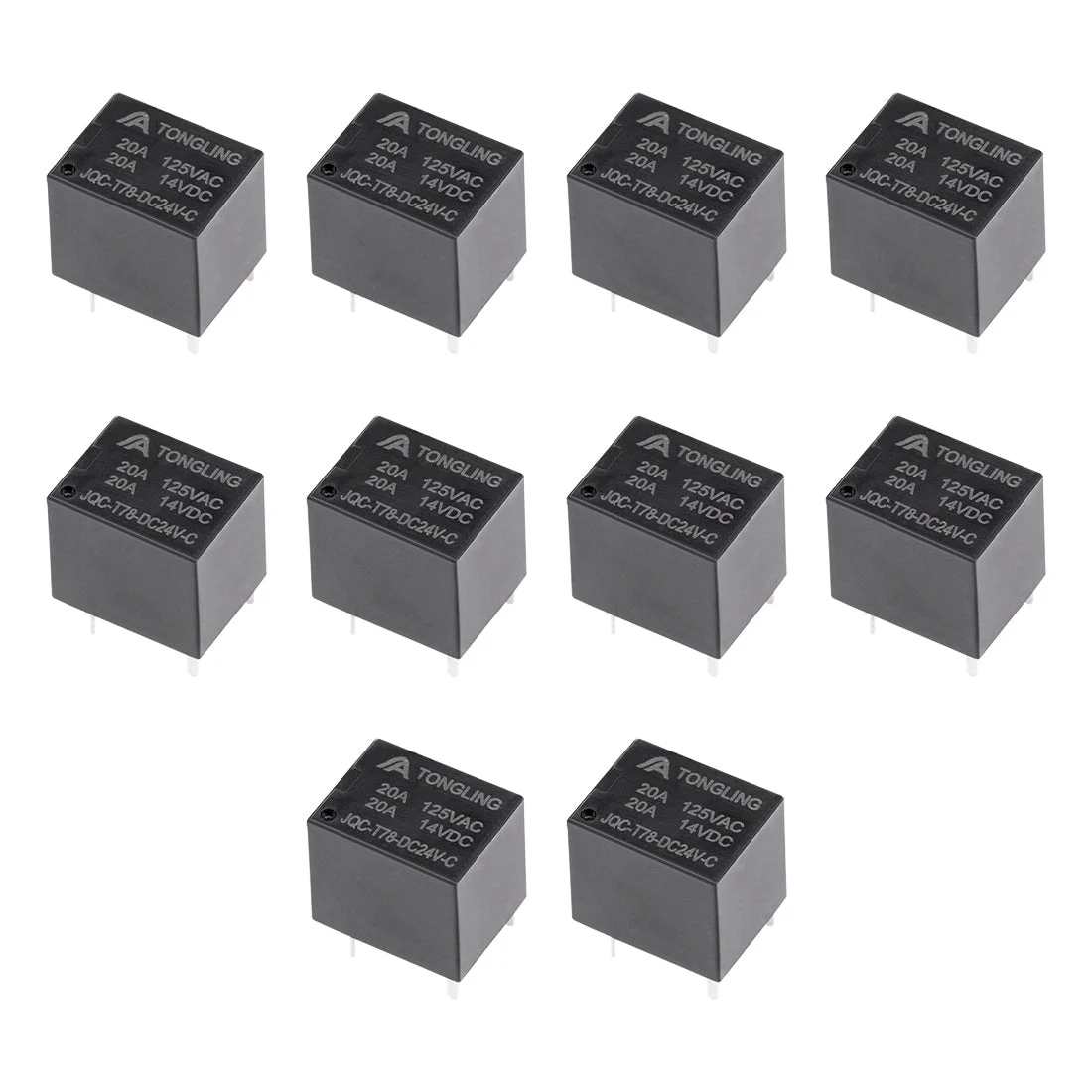 10 Pcs JQC-T78-DC24V-C DC 24V Coil SPDT 5 Pin PCB Electromagnetic Power Relay NO+NC