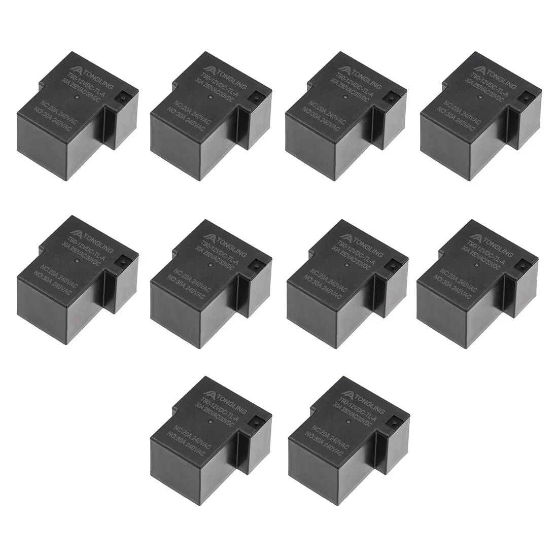 10 Pcs T90-12VDC-TL-A DC 12V Coil SPST 4 Pin PCB Electromagnetic Power Relay Black