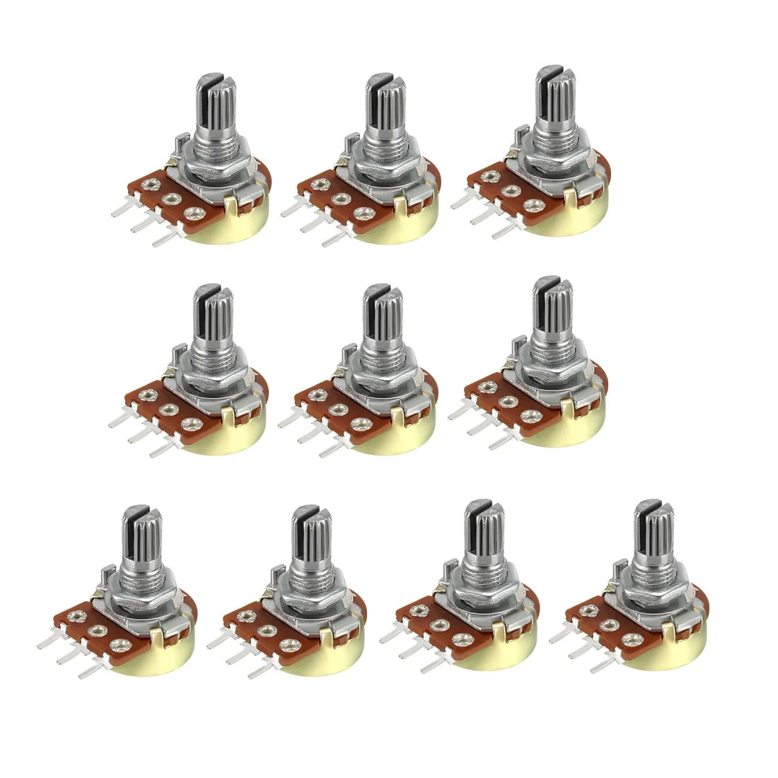 WH148 50K Ohm Variable Resistors Single Turn Rotary Carbon Film Taper Potentiometer 10pcs