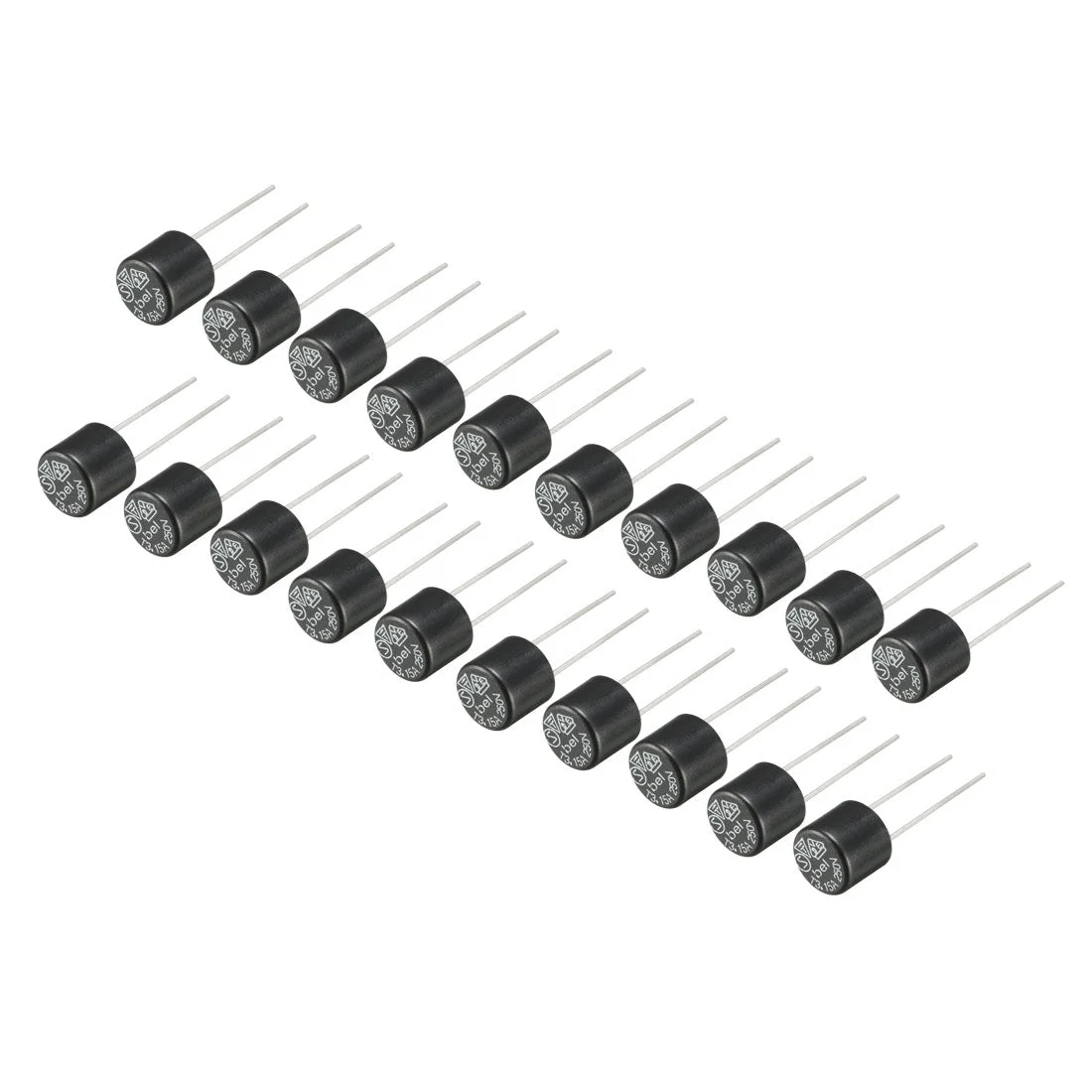 Uxcell 20Pcs DIP Mounted Miniature Cylinder Slow Blow Micro Fuse T3.15A 3.15A 250V Black