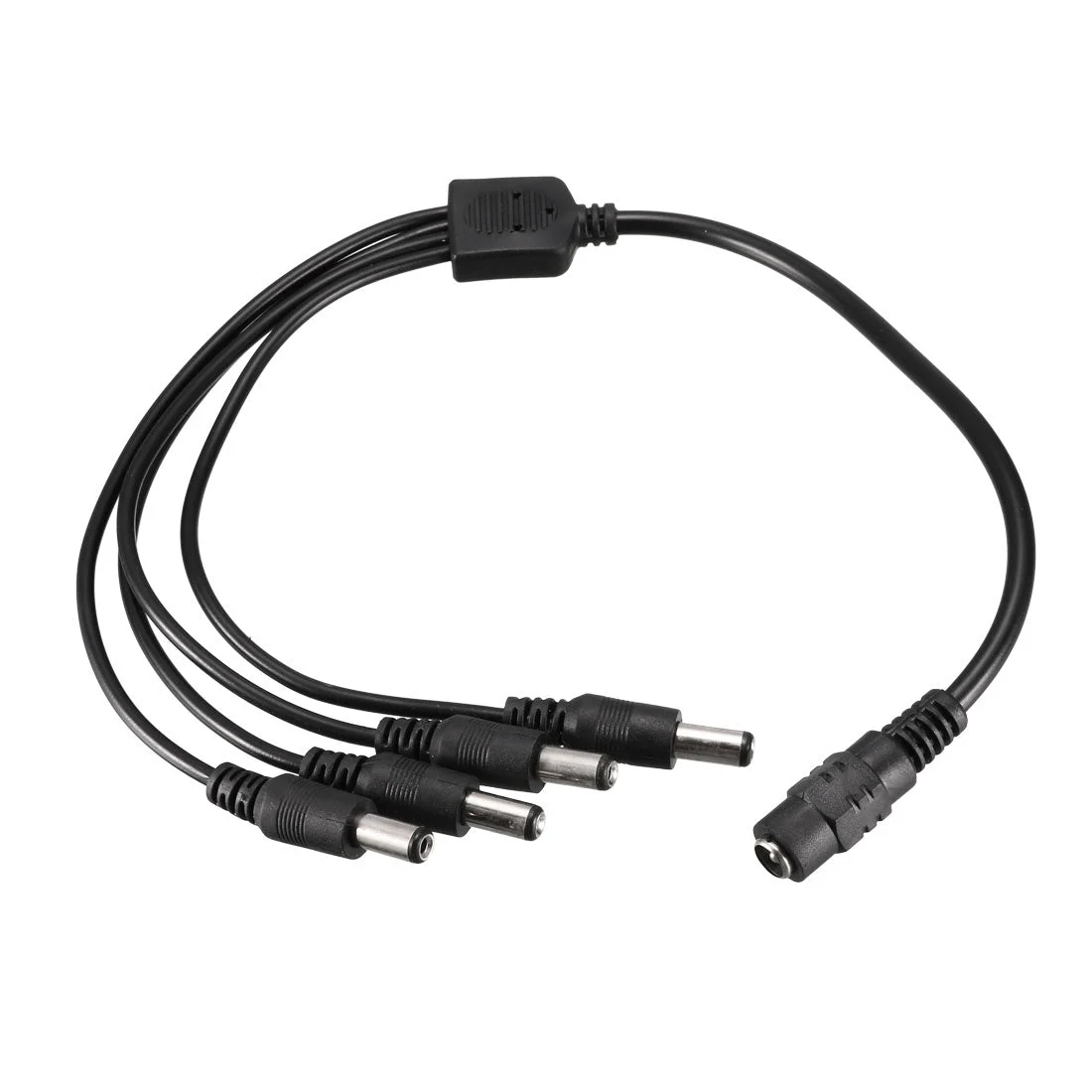 2pcs Splitter Cable 1 Female to 4 Male Connectors 40cm 12V 5.5x2.1mm Black