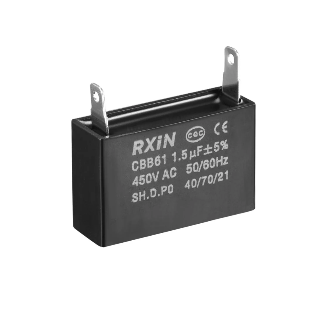 CBB61 Run Capacitor 450V AC 1.5uF Single Insert Metallized Polypropylene Film Capacitors for Ceiling Fan