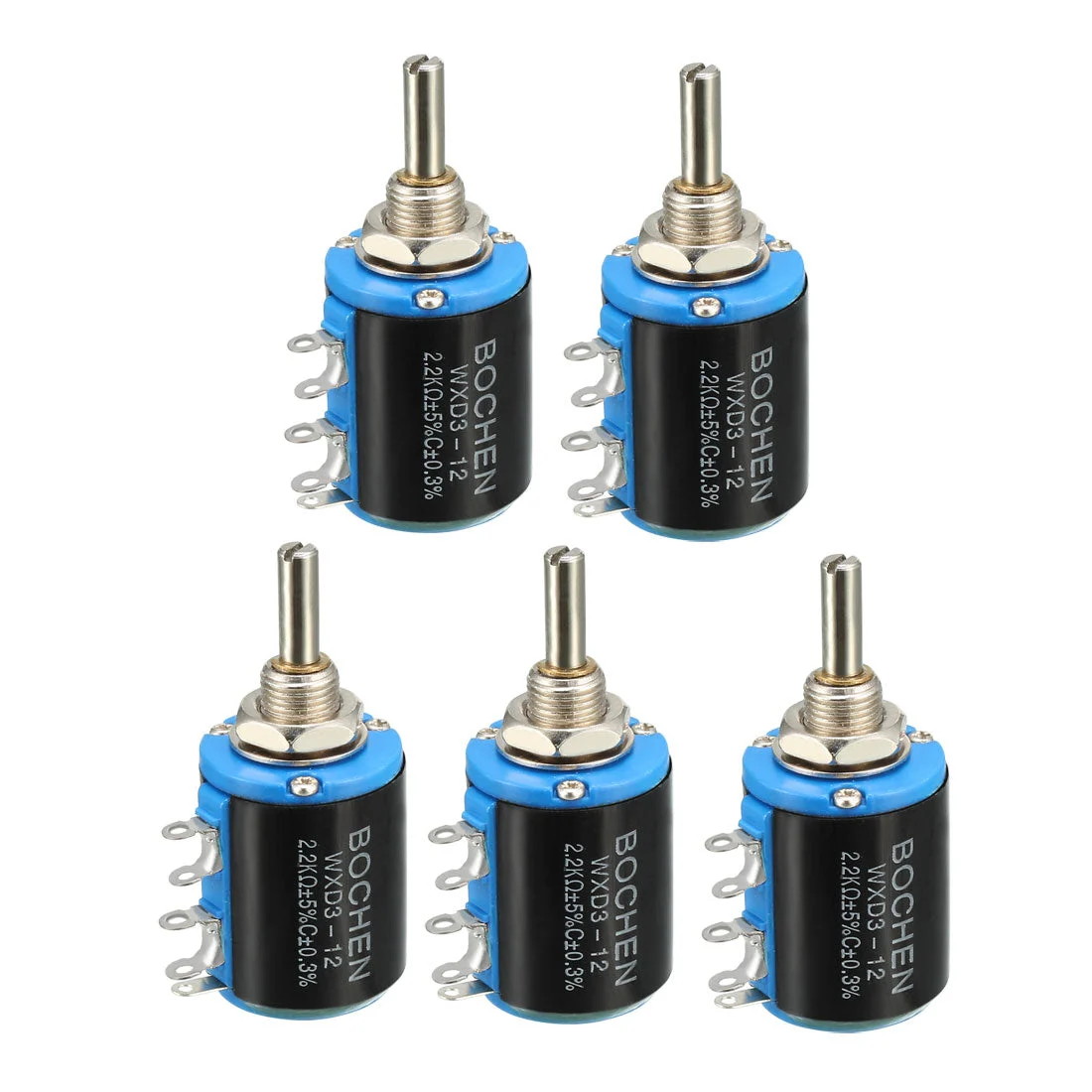 2.2K Ohm Adjustable Resistors Wire Wound Multi Turn Precision Potentiometer Pots 5pcs