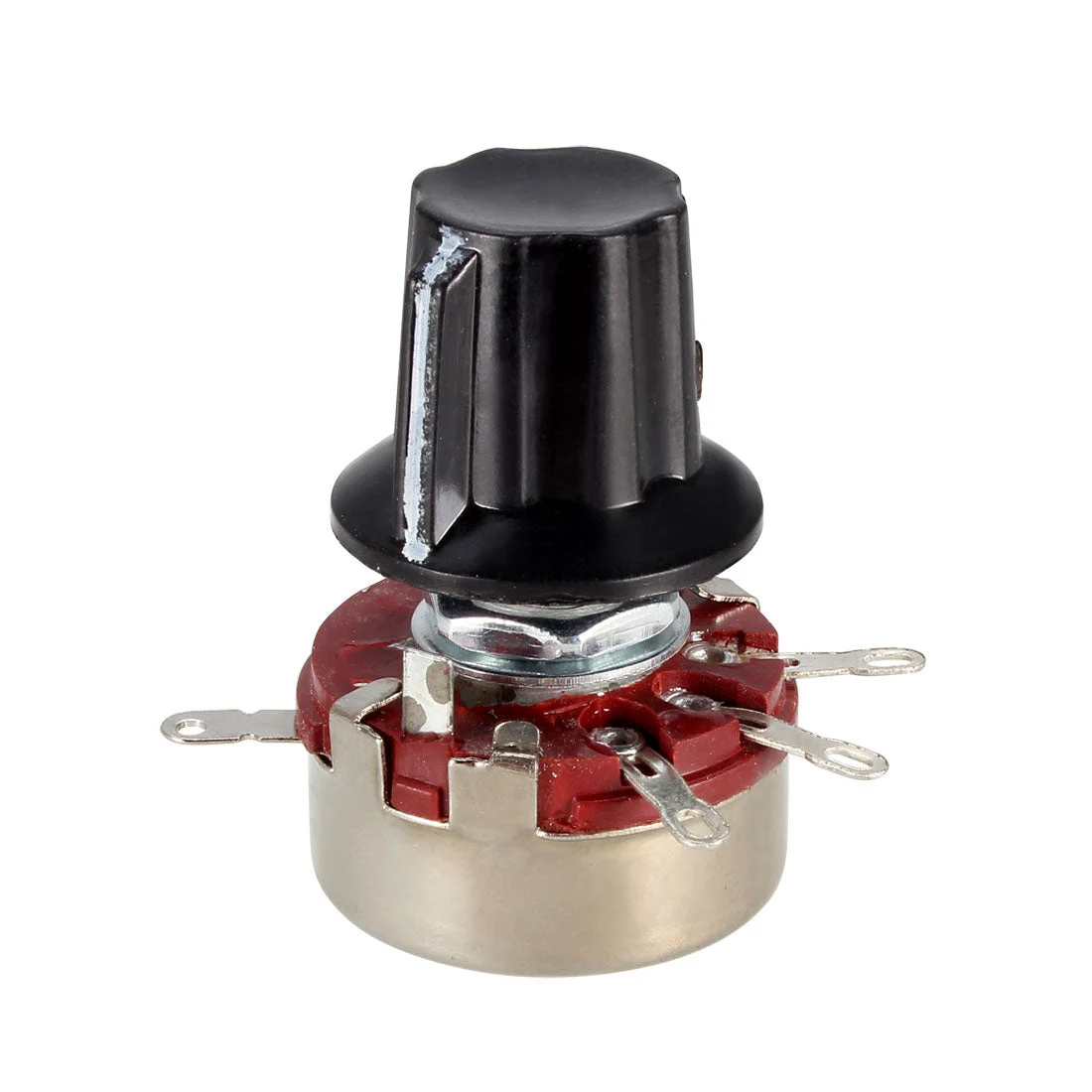 WH118 100K Ohm Variable Resistors Single Turn Rotary Carbon Film Potentiometer w Knobs