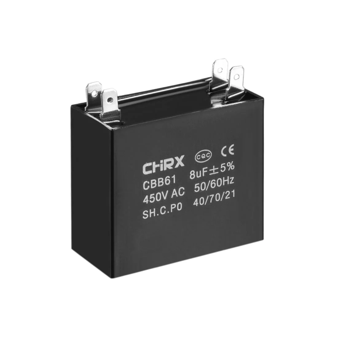 Ceiling Fan Capacitor CBB61 8uF 450V AC Double Insert Metalized Polypropylene