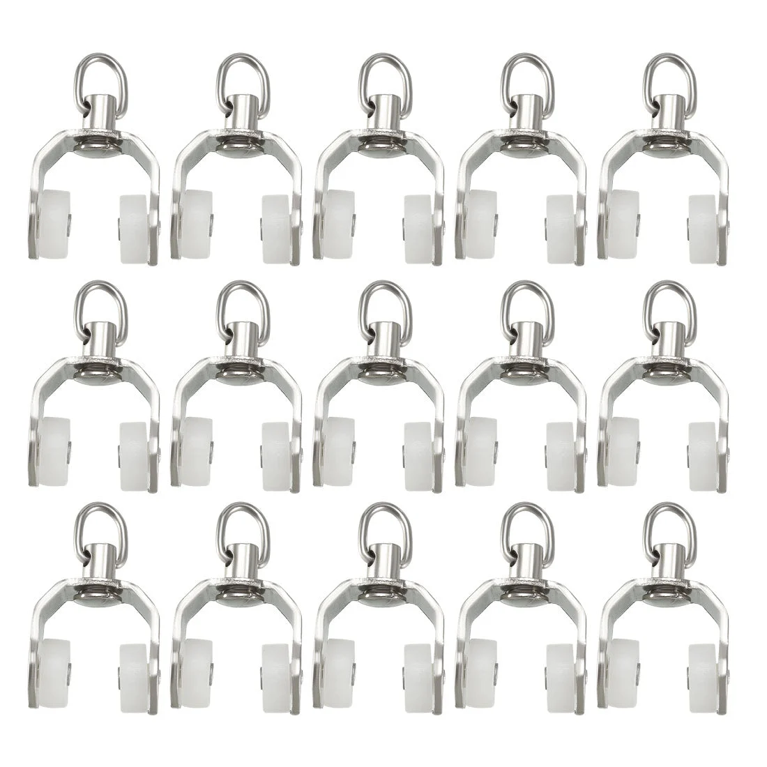 Uxcell Curtain Track Stainless Steel Frame Twin Wheeled Carriers Drapery Rail Sliding Glider for Windows Shower Curtain Tracks 11mm Dia 20 Pcs