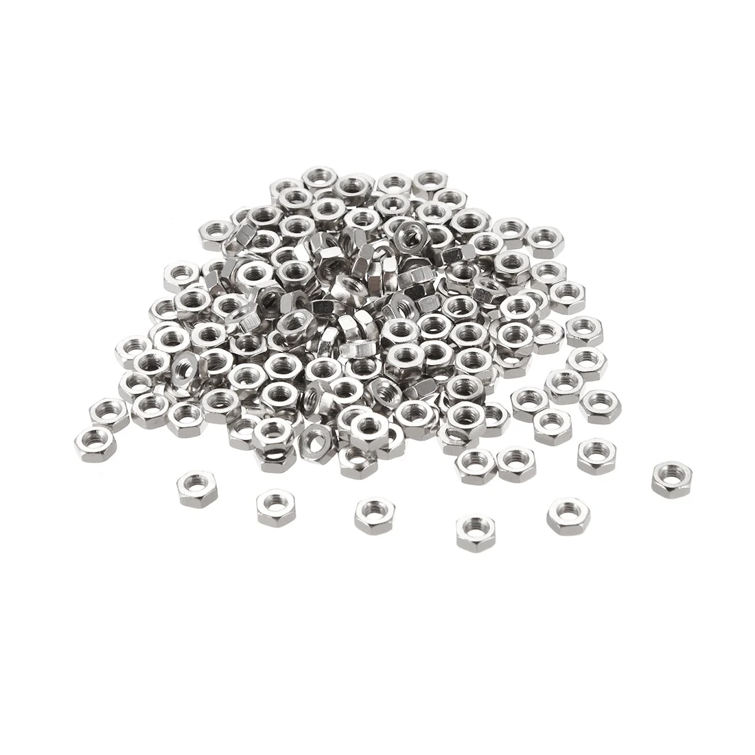 M3 Nickel Plating Metric Carbon Steel Hexagon Hex Nut Silver Tone 200pcs