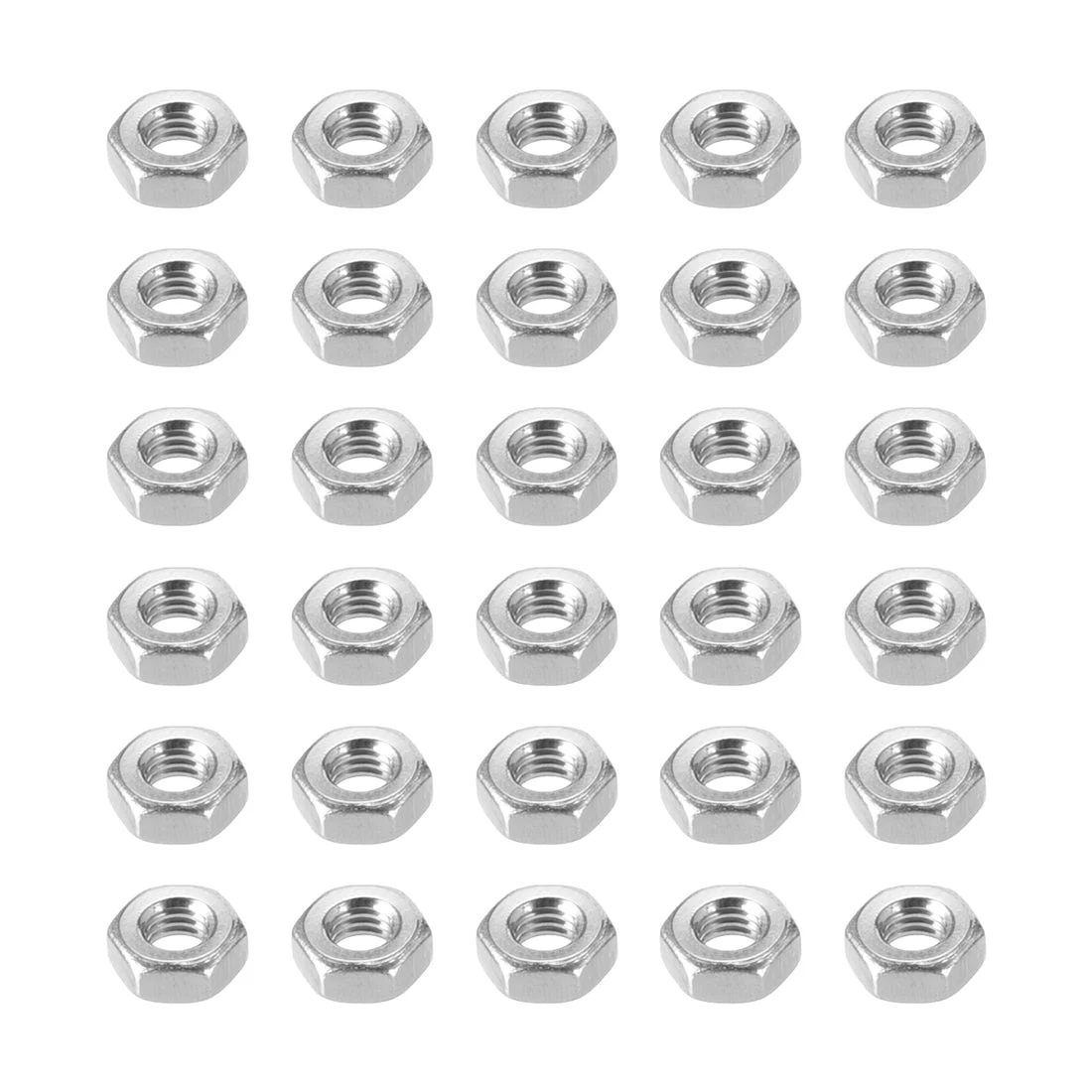 M4 Metric 304 Stainless Steel Hexagon Hex Nut Silver Tone 30pcs